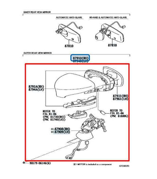 13-16 Lexus GS350 3.5L Passenger Right Side Rear View Mirror 87910-30E30-J0 OEM - Alshned Auto Parts