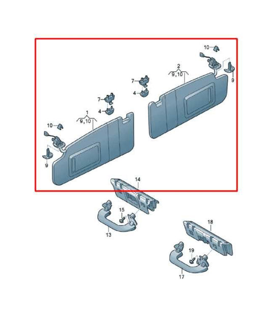 2012-16 Volkswagen Passat SE Front RH LH Sun Visor w/ Illuminated Mirror *ReaD* - Alshned Auto Parts