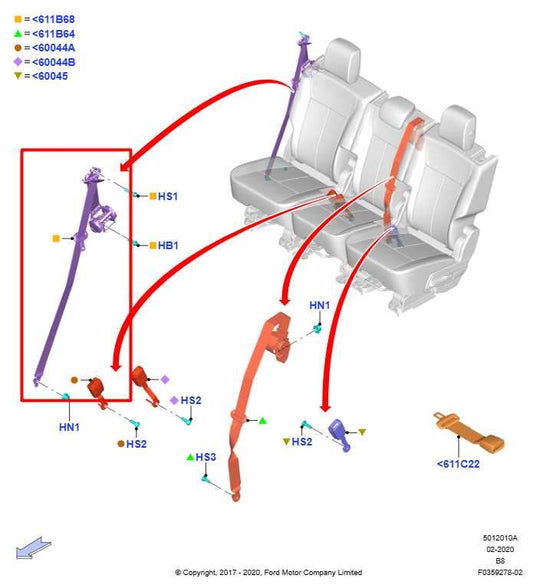 18-21 Ford Expedition Limited Rear Driver Left Side 2nd Row Seat Belt Retractor - Alshned Auto Parts