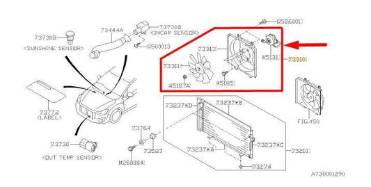 13-16 Subaru Impreza 2.0L Right Condenser Cooling Fan Motor Assy 73310FJ020 OEM - Alshned Auto Parts