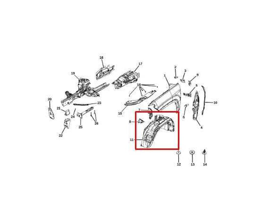 17-25 Jeep Compass Latitude Front Left Wheelhouse Liner Splash Shield 68448353AA - Alshned Auto Parts