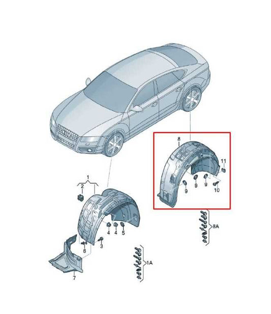 2012-17 Audi A7 Premium Rear Right Passenger Side Wheelhouse Liner Splash Shield - Alshned Auto Parts