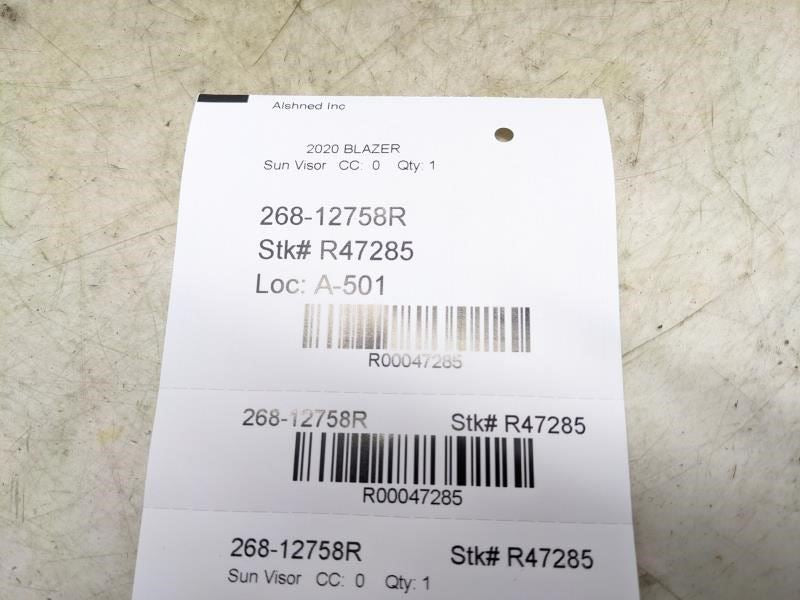 19-21 Chevrolet Blazer FR RH Sun Visor w/ Illuminated Mirror 84847277 OEM *ReaD* - Alshned Auto Parts