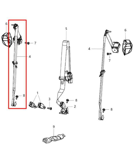 2014-18 Jeep Grand Cherokee Overland Rear Right Side 2nd Row Seat Belt Retractor - Alshned Auto Parts