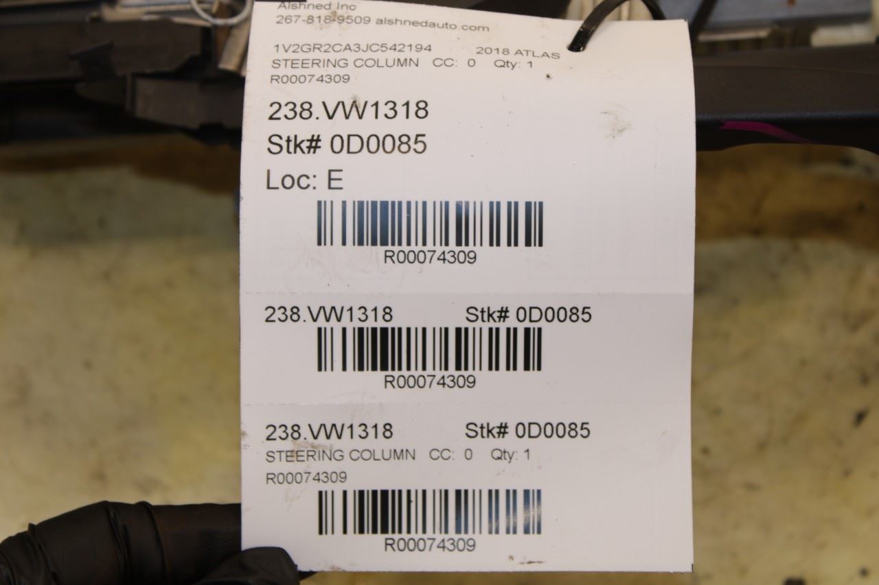 2018 Volkswagen Atlas S 3.6L Steering Column Assembly w/ Ignition Switch Lock - Alshned Auto Parts