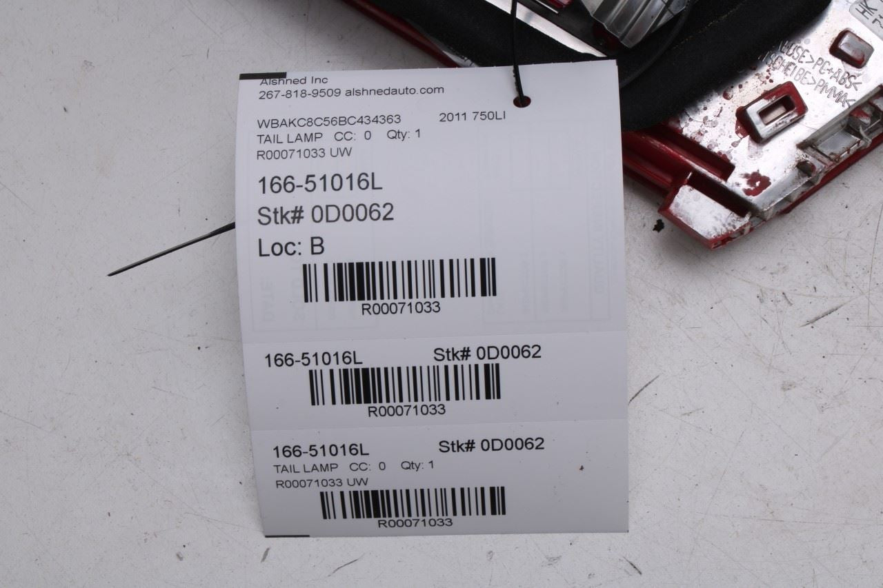 2010-12 BMW 750Li xDrive Rear Left Driver Side Inner Tail Light Lamp 63217182205 - Alshned Auto Parts