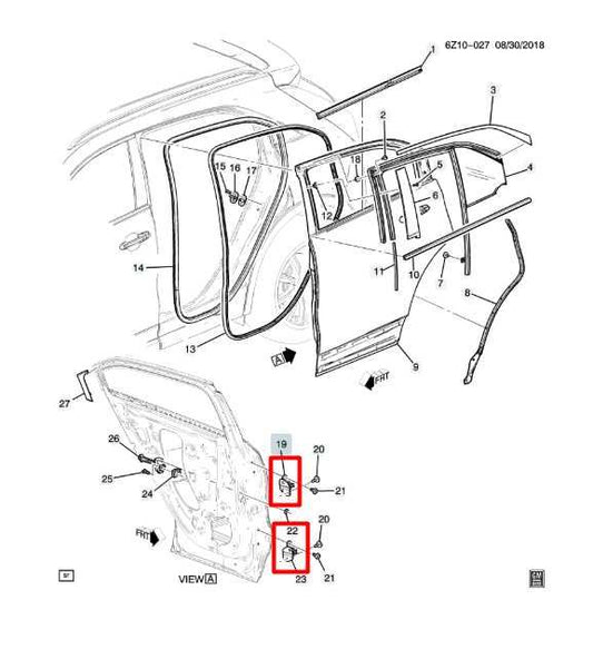 2019-24 Cadillac XT4 Premium Rear RH Door Hinge Upper and Lower Set 13590932 OEM - Alshned Auto Parts
