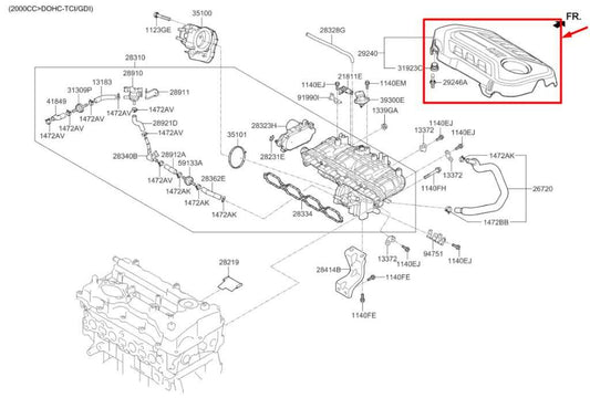 2016-2022 Kia Sportage 2.4L Engine Appearance Motor Cover 29240-2GGB0 OEM - Alshned Auto Parts