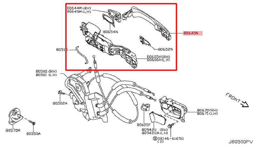 15-17 Infiniti QX50 3.7L Front Door Driver Left Side Exterior Handle 80640-1BA0B - Alshned Auto Parts