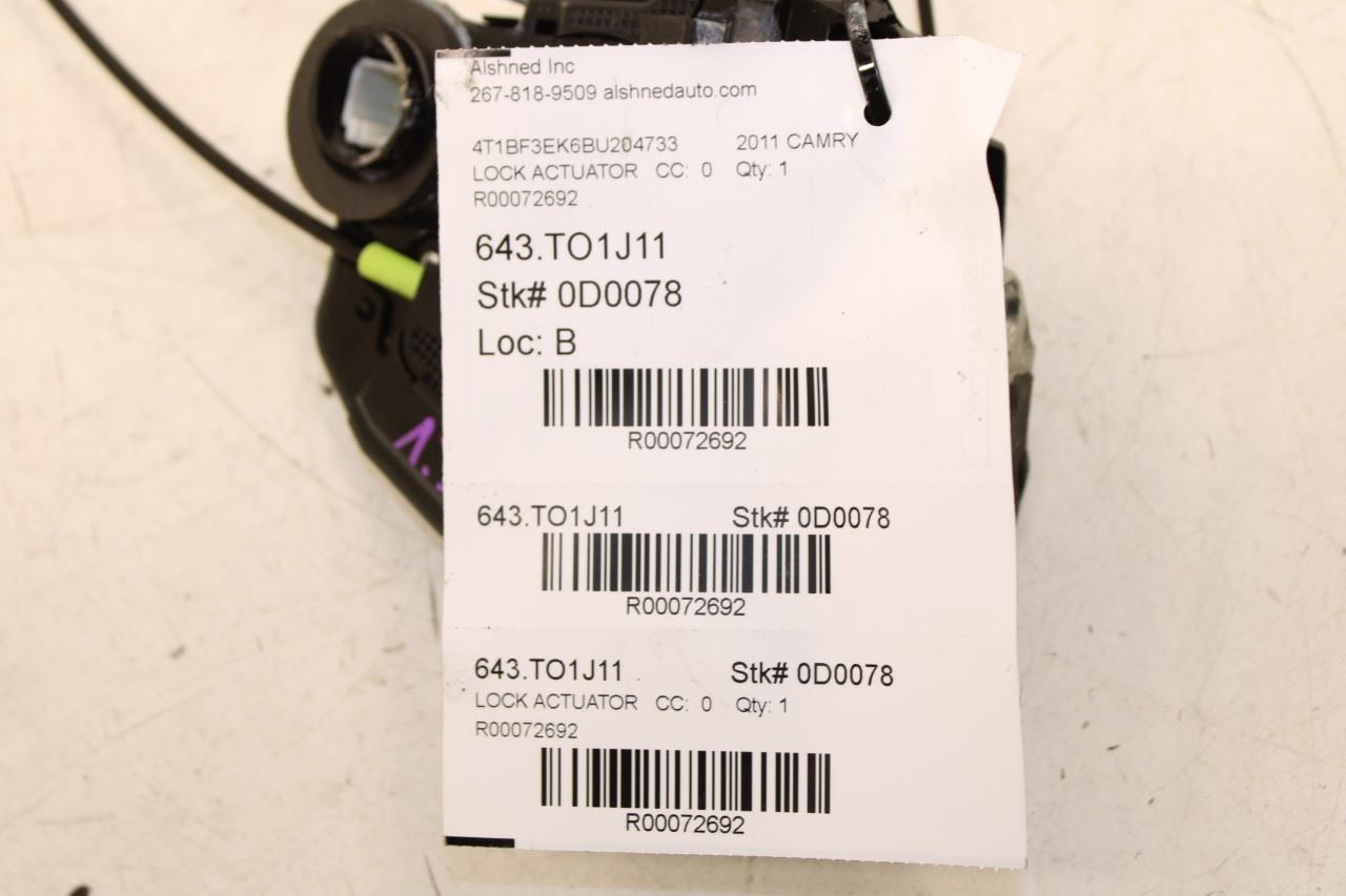 07-17 Toyota Camry LE Rear Left Driver Side Door Lock Latch Actuator 69060-06100 - Alshned Auto Parts
