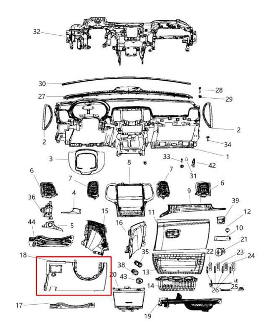14-18 Jeep Grand Cherokee Overland Front Left Dash Lower Knee Bolster Trim Panel - Alshned Auto Parts