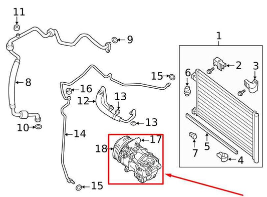 2013-2019 Nissan Sentra SL 1.8L Air Conditioner Compressor 92600-3SH1C OEM - Alshned Auto Parts