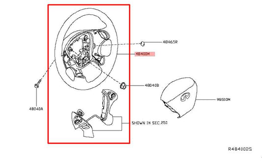 2016-20 Nissan Pathfinder SV 3.5L AWD Steering Wheel Leather w/ Control Buttons - Alshned Auto Parts