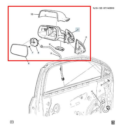 11-14 Chevrolet Equinox LT 2.4L Passenger RH Side Rear View Mirror 22818289 OEM - Alshned Auto Parts