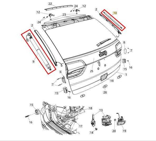 14-21 Jeep Grand Cherokee RR Liftgate Cylinder Strut Pair 68165052AB OEM *ReaD* - Alshned Auto Parts
