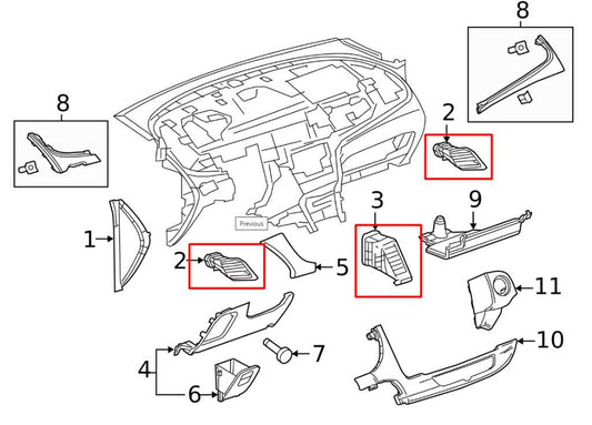 17-22 Buick Encore Dash RH and LH Side Center Air Vents Grille Set 42570817 OEM - Alshned Auto Parts
