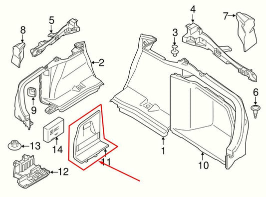 2015-2016 BMW 435i Gran Coupe xDrive Trunk Rear Left Quarter Luggage Trim Cover - Alshned Auto Parts