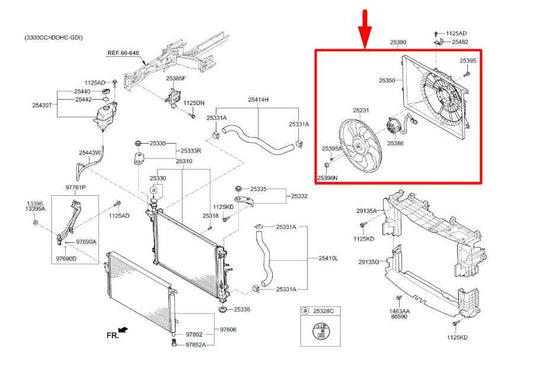 2015-2020 Kia Sorento EX 3.3L Radiator Cooling Fan Motor Assembly 25380C6600 OEM - Alshned Auto Parts