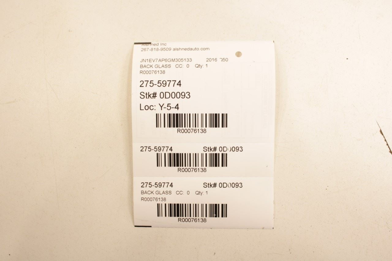 2014-2024 Infiniti Q50 Premium Rear Back Window Glass G9700-4GA0A OEM - Alshned Auto Parts