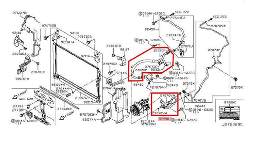 16-20 Infiniti Q50 Luxe AC Conditioning Discharge High and Suction Low Hose Tube - Alshned Auto Parts