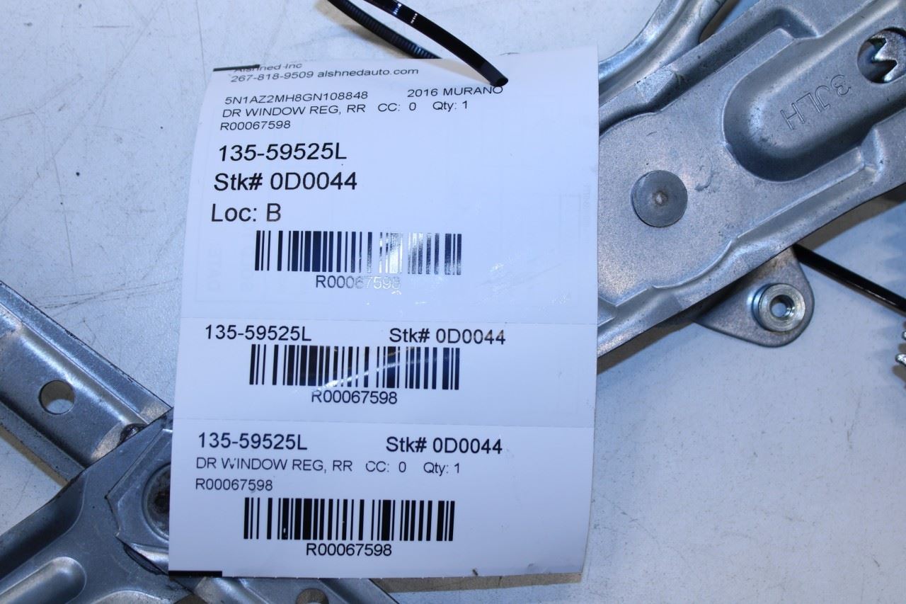 15-24 Nissan Murano Platinum Rear Left Door Window Regulator w Motor 82721-5AA1A - Alshned Auto Parts