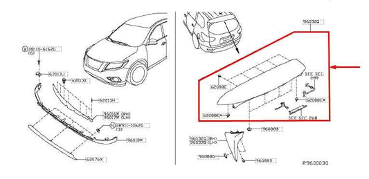 2013-20 Nissan Pathfinder SV Liftgate Air Spoiler w/ 3rd Brake Light 96030-3KA0E - Alshned Auto Parts