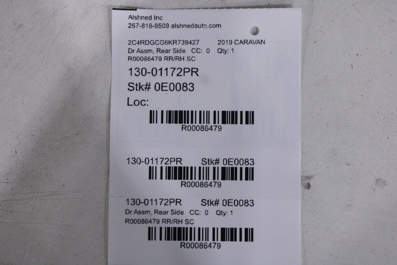 11-20 Dodge Grand Caravan SXT Rear Right Sliding Door Shell Panel 5020698AQ OEM - Alshned Auto Parts