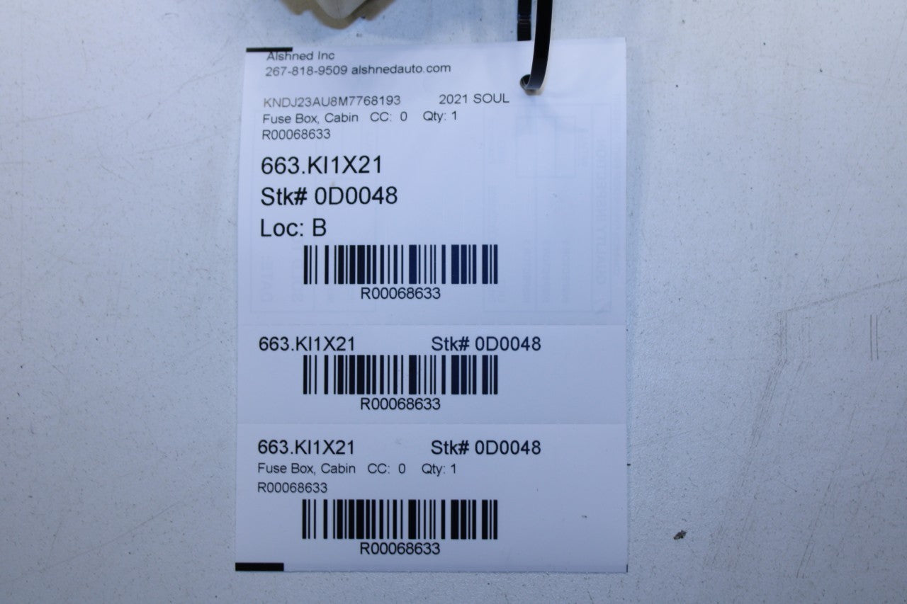 2020-2022 Kia Soul LX 2.0L FWD Cabin Instrument Panel Fuse Relay Junction Block - Alshned Auto Parts