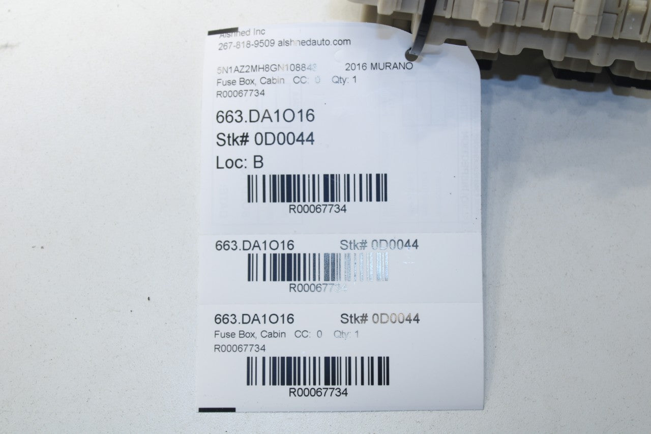 2015-2024 Nissan Murano Platinum 3.5L AWD Cabin Fuse Relay Box Junction Block - Alshned Auto Parts