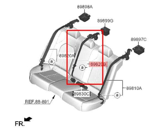 20-22 Hyundai Sonata SE Rear Center 2nd Row Seat Belt Retractor 89850-L0000-NNB - Alshned Auto Parts