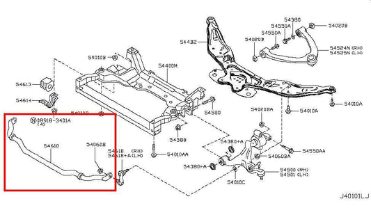 2014-2017 Infiniti QX50 3.7L AWD Front Stabilizer Sway Anti-Roll Bar 54610-1BA0A - Alshned Auto Parts