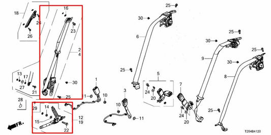 22-26 Honda Civic Sport 2.0L FWD Front Passenger Right Side Seat Belt Retractor - Alshned Auto Parts