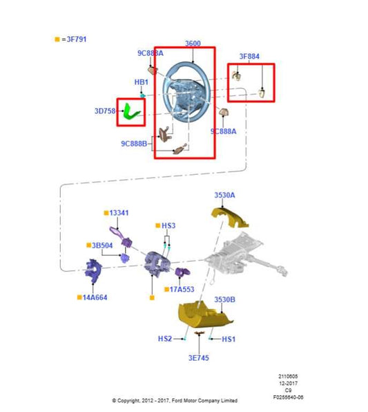 2015-2020 Lincoln MKZ Reserve 2.0L Steering Wheel Leather Wood FP53-3F563-UC OEM - Alshned Auto Parts