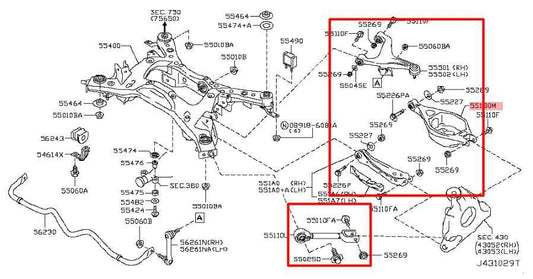 14-17 Infiniti QX50 AWD Rear Suspension RH Side Lower and Upper Control Arm Set - Alshned Auto Parts