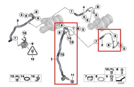 2010-2015 BMW 750i xDrive 4.4L Turbocharger Coolant Supply Feed Inlet Line Hose - Alshned Auto Parts