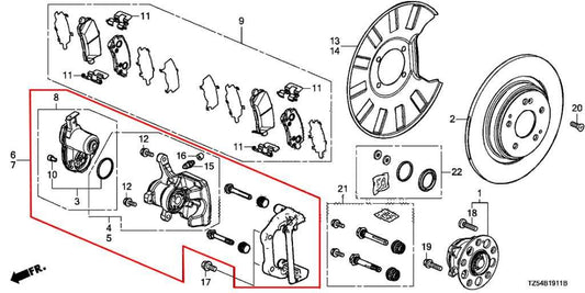 2017-20 Acura MDX Advance Rear Left Driver Side Brake Disc Caliper 43019-TZ5-A11 - Alshned Auto Parts