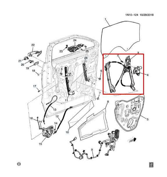 2019-24 Chevrolet Blazer 2LT Front Left Door Window Regulator w/ Motor 84782543 - Alshned Auto Parts