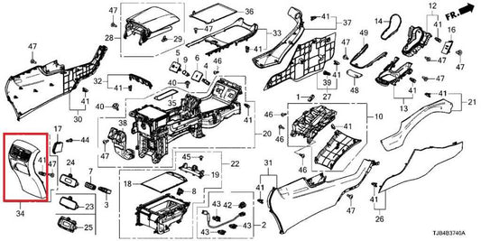 2019-25 Acura RDX SH-AWD Rear Center Console Back Panel Cover Trim 83406-TJB-A0 - Alshned Auto Parts