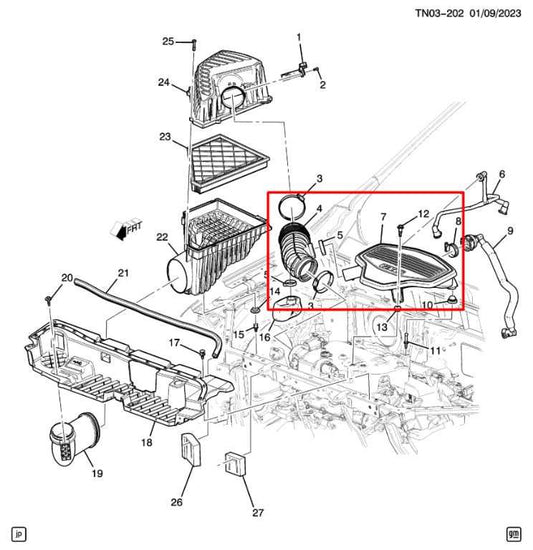 2017-2023 GMC Acadia SLT-1 3.6L AWD Air Intake Cleaner Outlet Duct Tube Assembly - Alshned Auto Parts