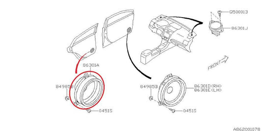2008-2016 Subaru Impreza Sport Rear Right and Left Door Audio Speaker 86301FG102 - Alshned Auto Parts