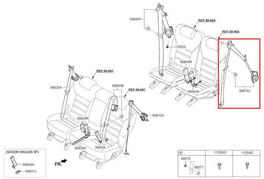 15-20 Kia Sorento EX 3.3L AWD Rear Driver Left Side 3rd Row Seat Belt Retractor - Alshned Auto Parts