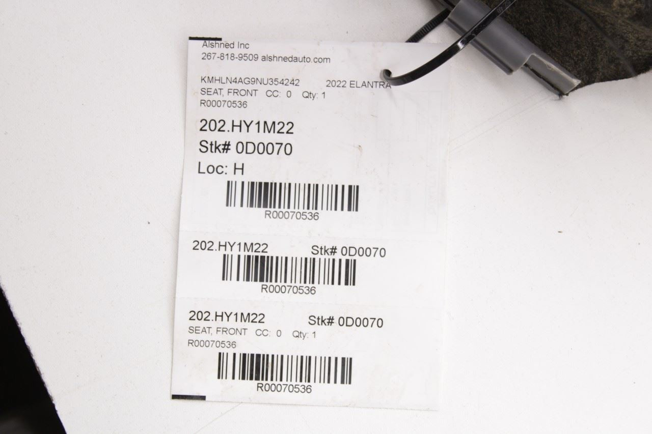 21-23 Hyundai Elantra SEL 2.0L FWD Front Passenger Right Side Seat Lower Cushion - Alshned Auto Parts