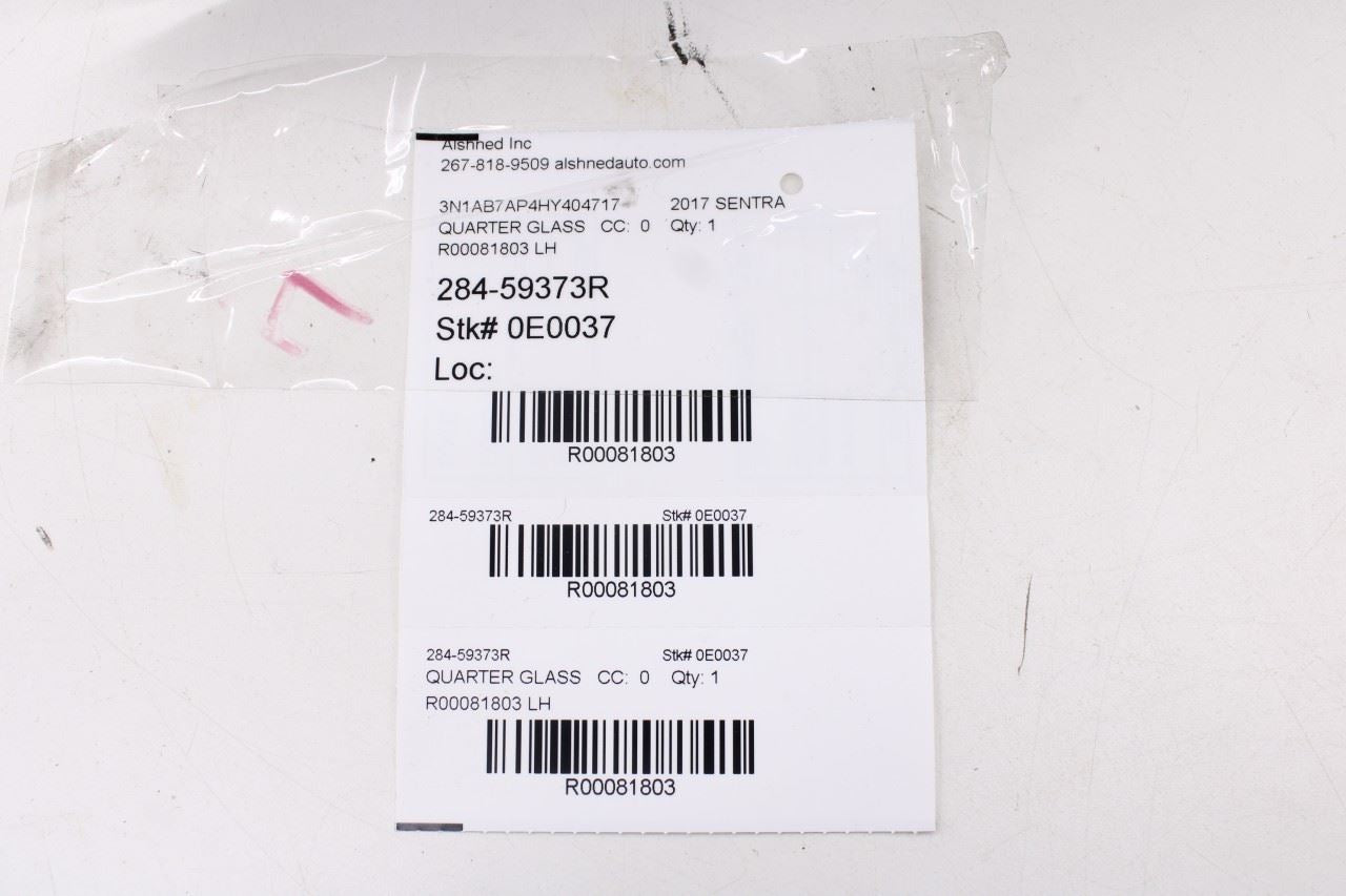 2013-19 Nissan Sentra SV Rear Left Side Quarter Window Glass 83301-3SG0A *ReaD*12