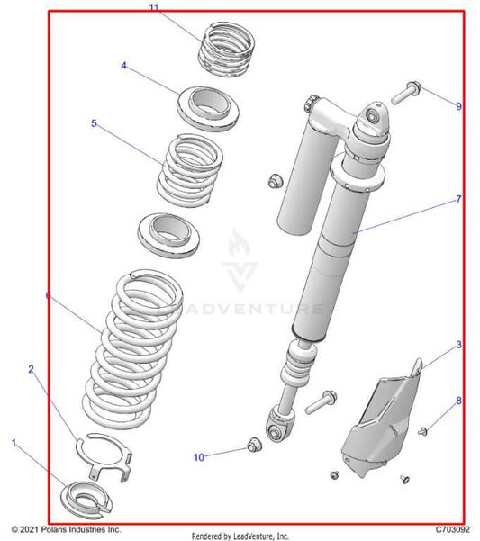 2024-26 Polaris RZR XP 1000 Ultimate Rear Passenger RH Side Shock Strut Absorber - Alshned Auto Parts