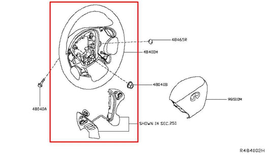 2016-20 Infiniti QX60 3.5L Steering Wheel Leather w/ Control Buttons 48430-9NF5A - Alshned Auto Parts
