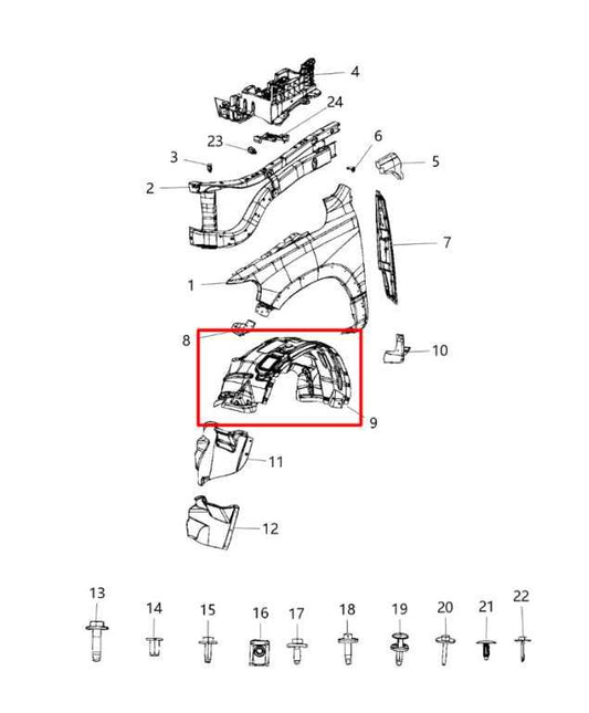 2019-24 Ram 1500 Big Horn Crew Cab Fender Liner Splash Shield 68275897AE *ReaD* - Alshned Auto Parts