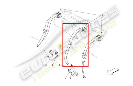 2014-2021 Maserati Ghibli S Q4 3.0L AWD Rear Center 2nd Row Seat Belt Retractor - Alshned Auto Parts