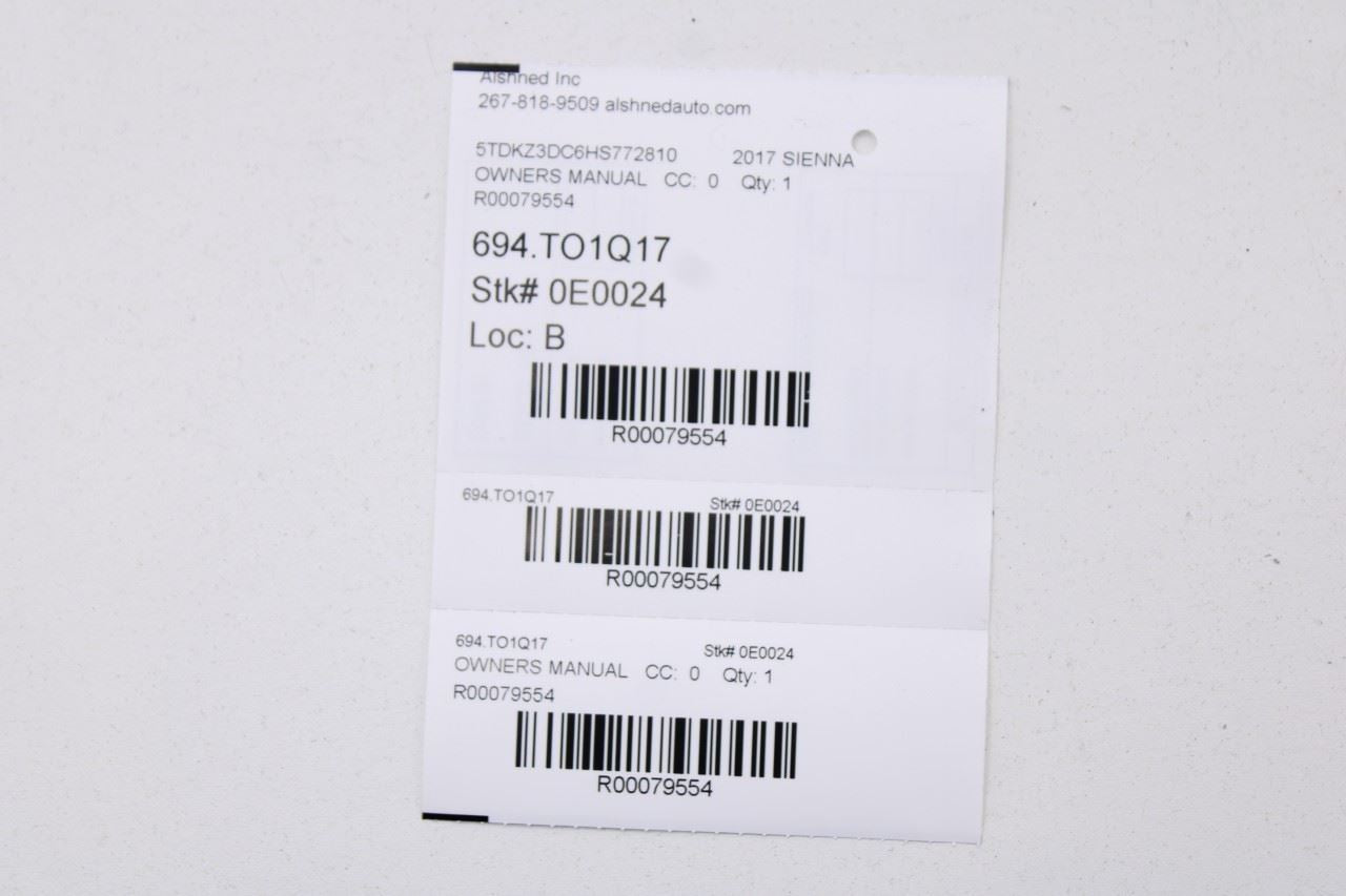 2017 Toyota Sienna LE Owners Manual Set 01999-08007 OEM - Alshned Auto Parts