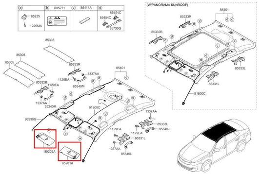 2016-20 Kia Optima EX Front Right Left Side Sun Visor Set w/ Illuminated Mirror - Alshned Auto Parts