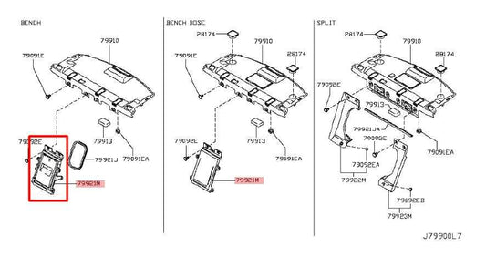 14-21 Infiniti Q50 Rear Seat Back Center Partition Storage Trim Cover 799224GA0A - Alshned Auto Parts